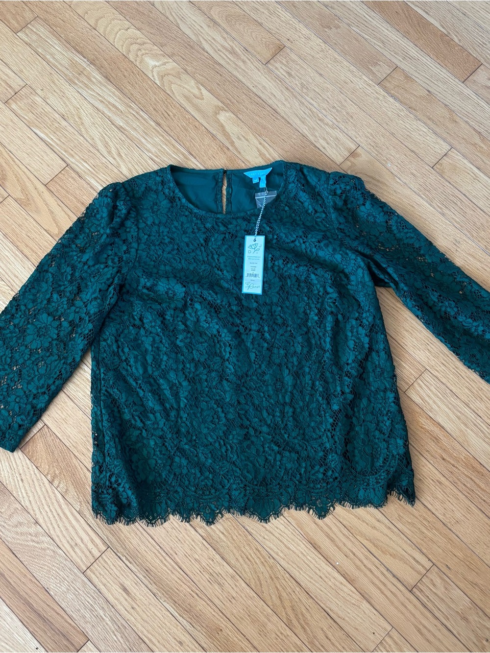 Draper James Emerald Green Lace Blouse